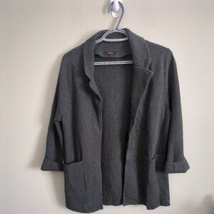 Quince 100% Organic Cotton Knit Blazer Bracelet Sleeves Charcoal Size Small